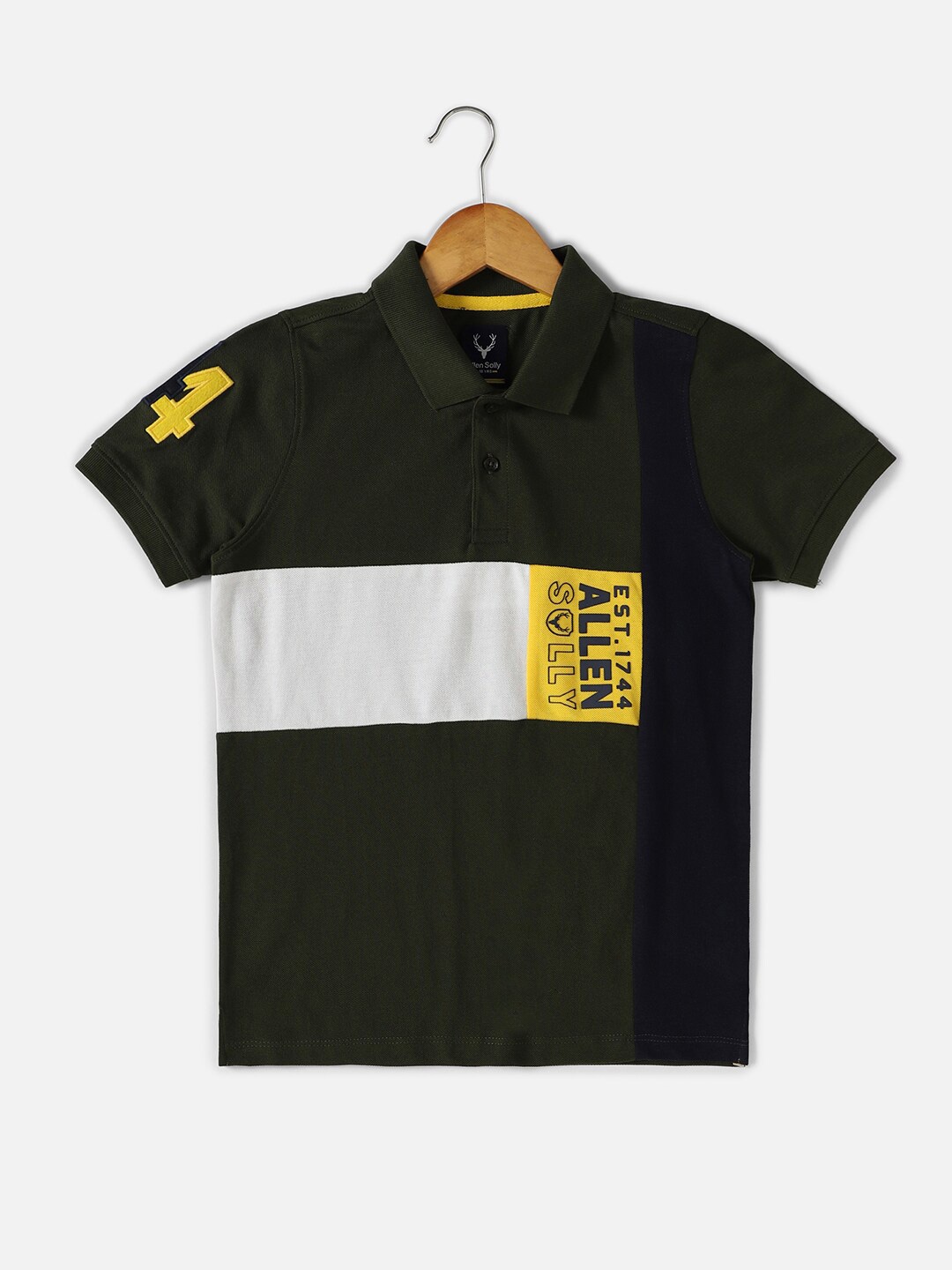 

Allen Solly Junior Boys Polo Collar Applique T-shirt, Green