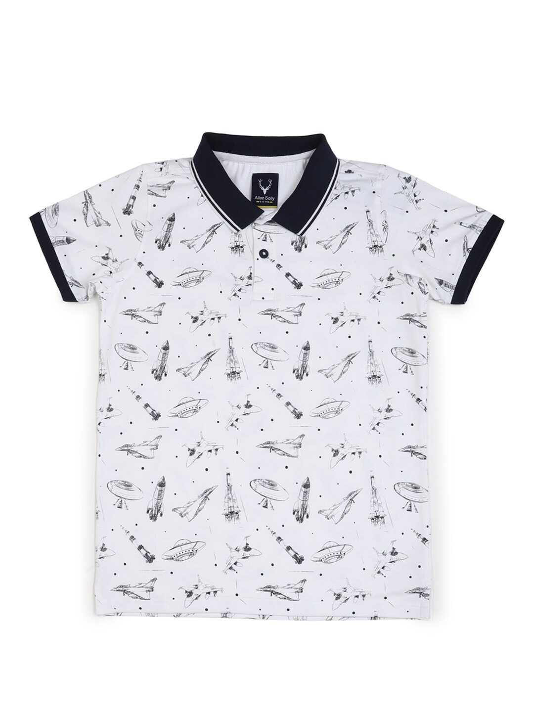 

Allen Solly Junior Boys Printed Polo Collar Pockets T-shirt, White