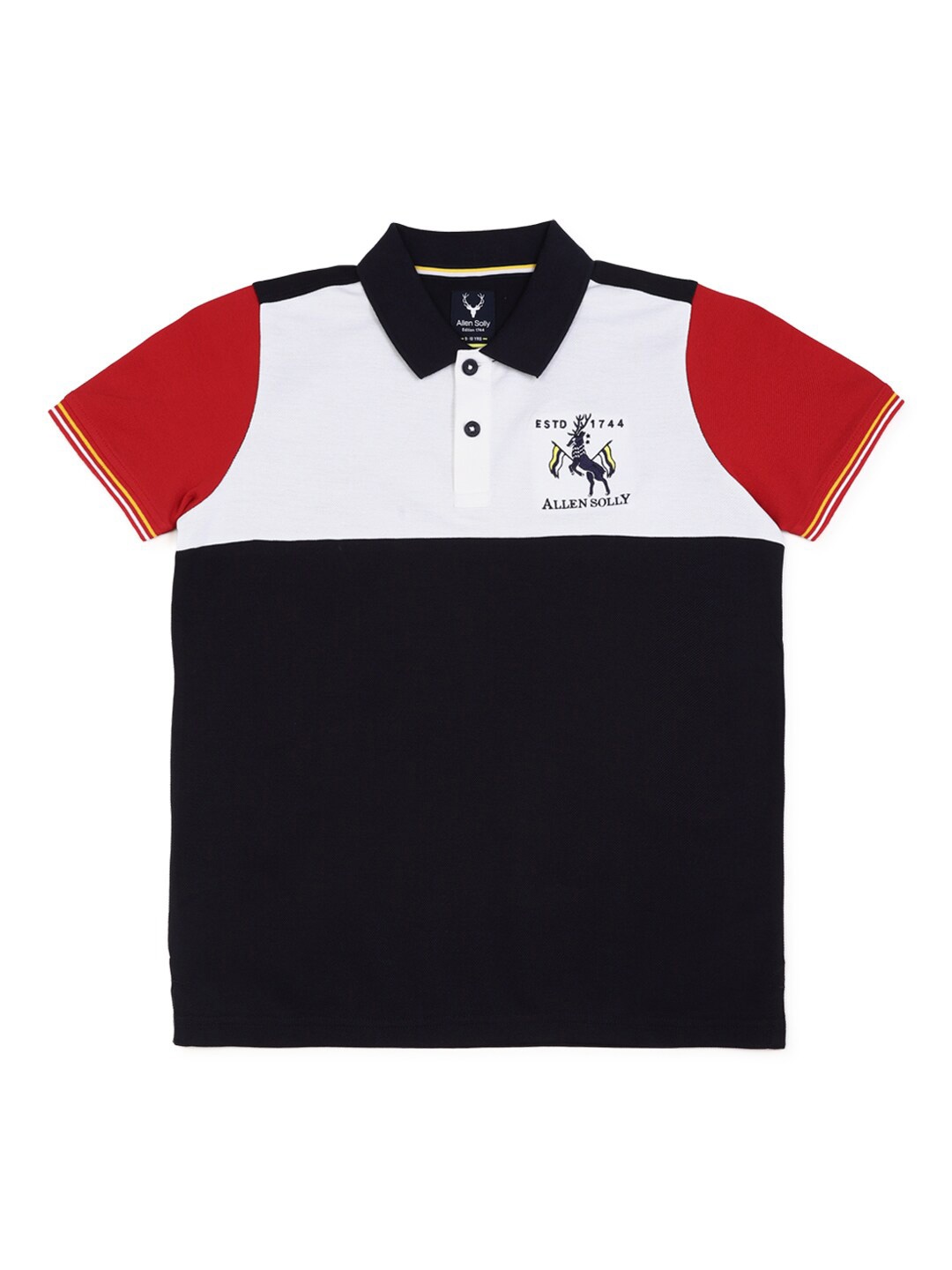 

Allen Solly Junior Boys Colourblocked Polo Collar Applique T-shirt, Black