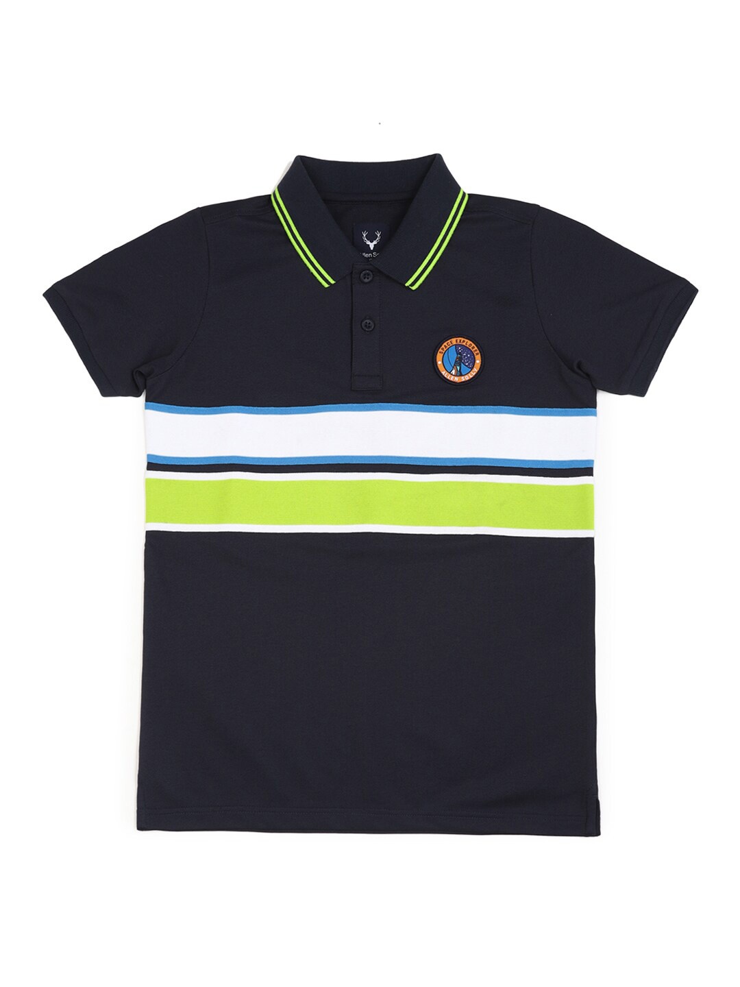 

Allen Solly Junior Boys Polo Collar Applique T-shirt, Black