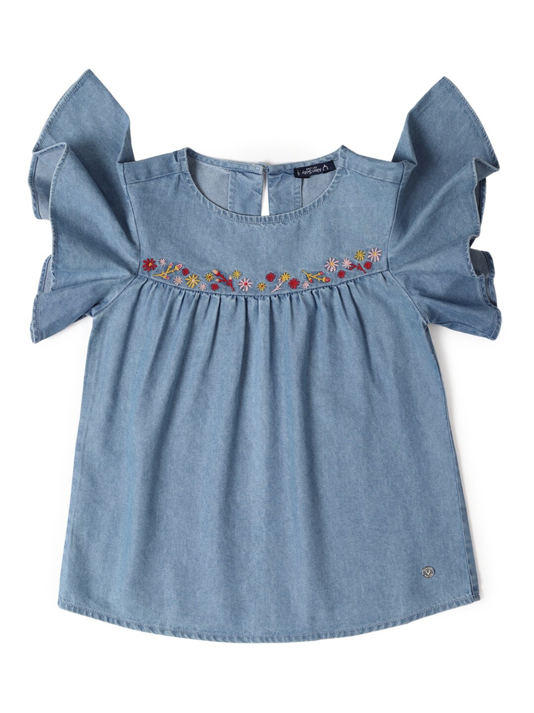 

Allen Solly Junior Floral Puff Sleeve Cotton Top, Blue