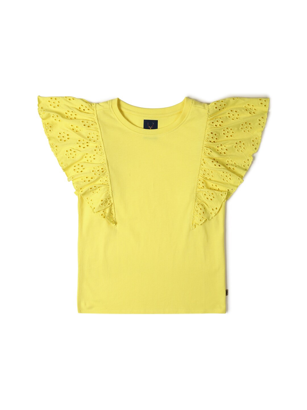 

Allen Solly Junior Flutter Sleeve Cotton Top, Yellow