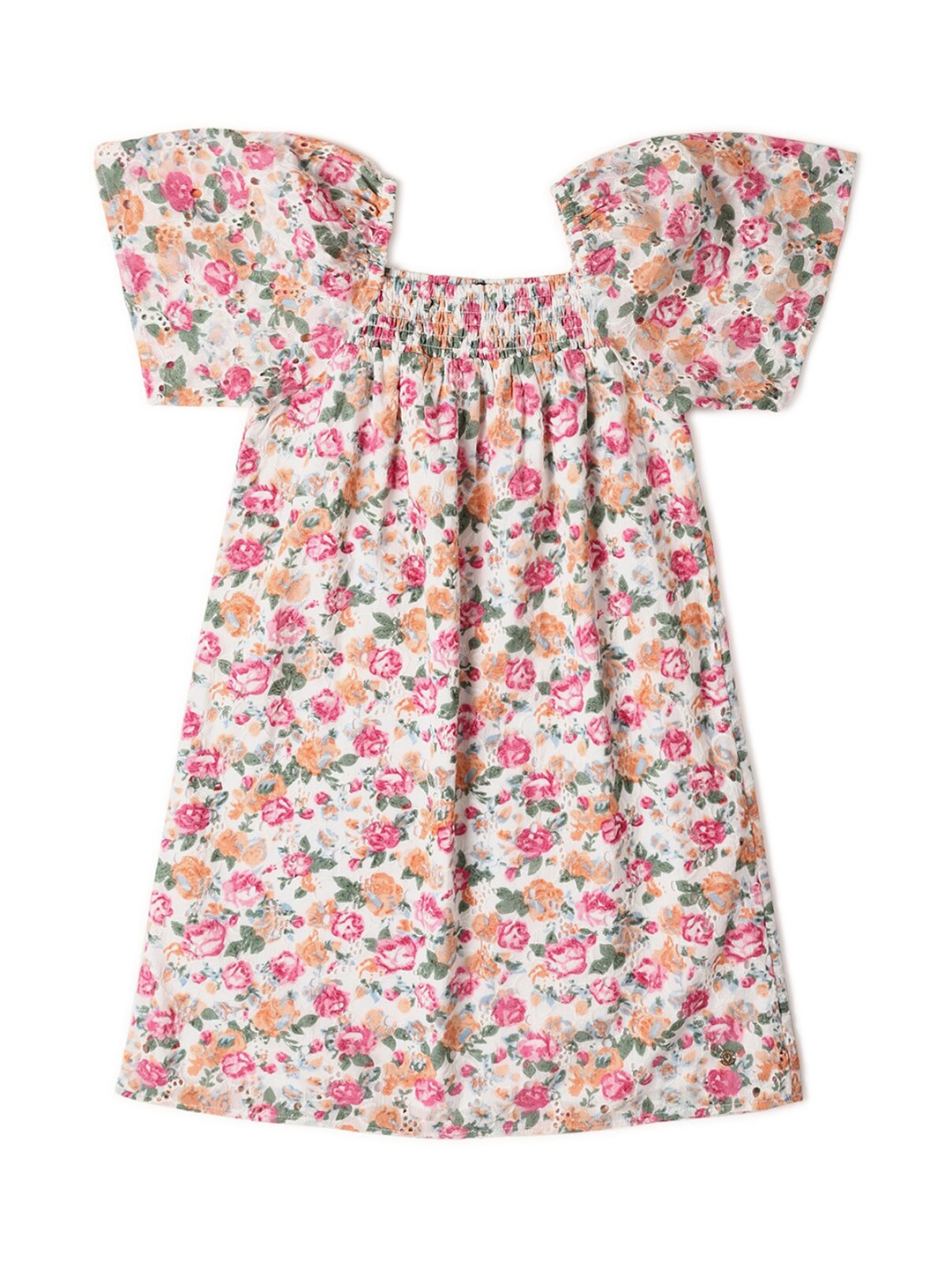 

Allen Solly Junior Girls Floral Print Puff Sleeve Cotton A-Line Dress, Pink