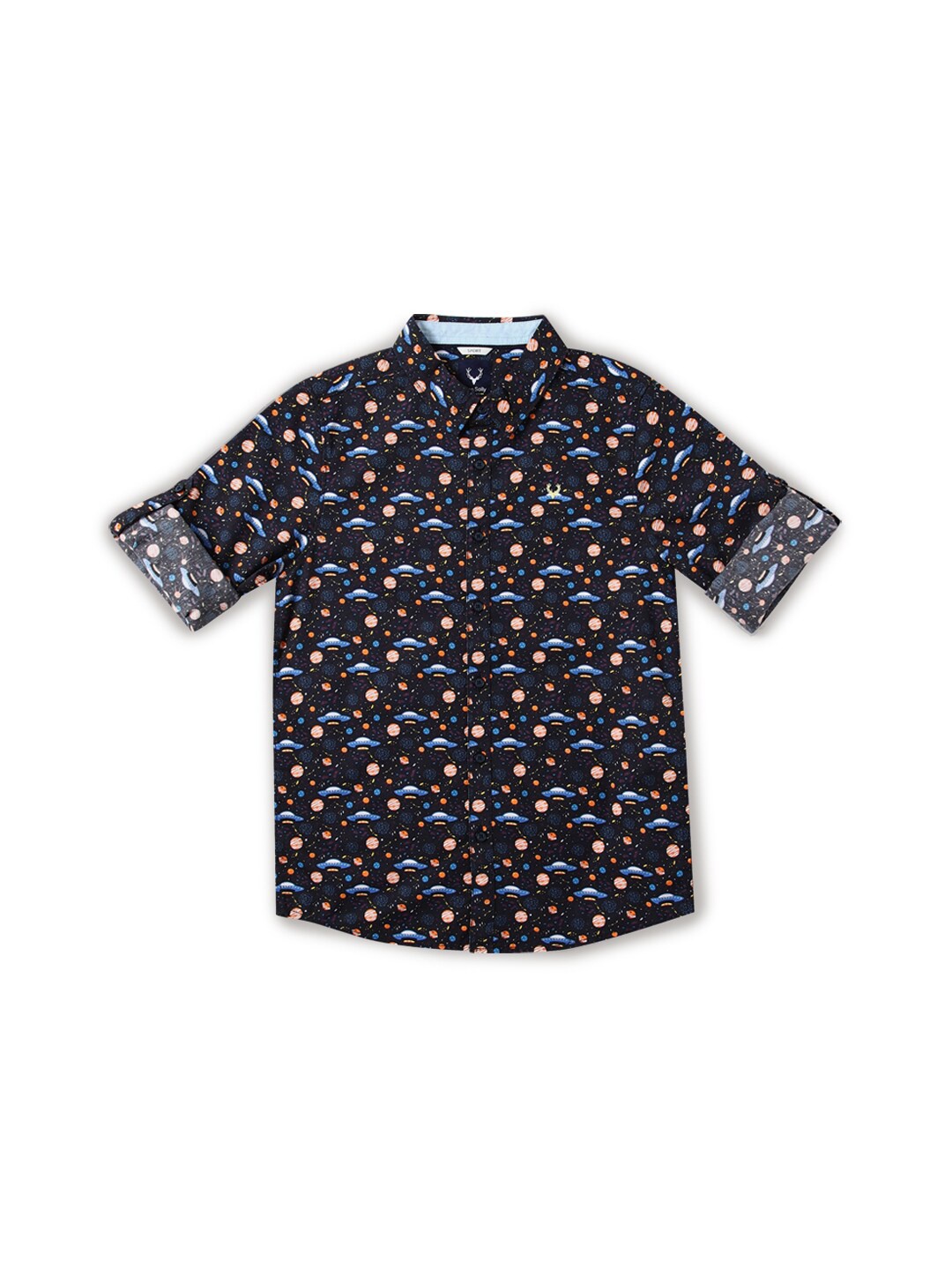 

Allen Solly Junior Boys Slim Fit Floral Opaque Printed Casual Shirt, Black