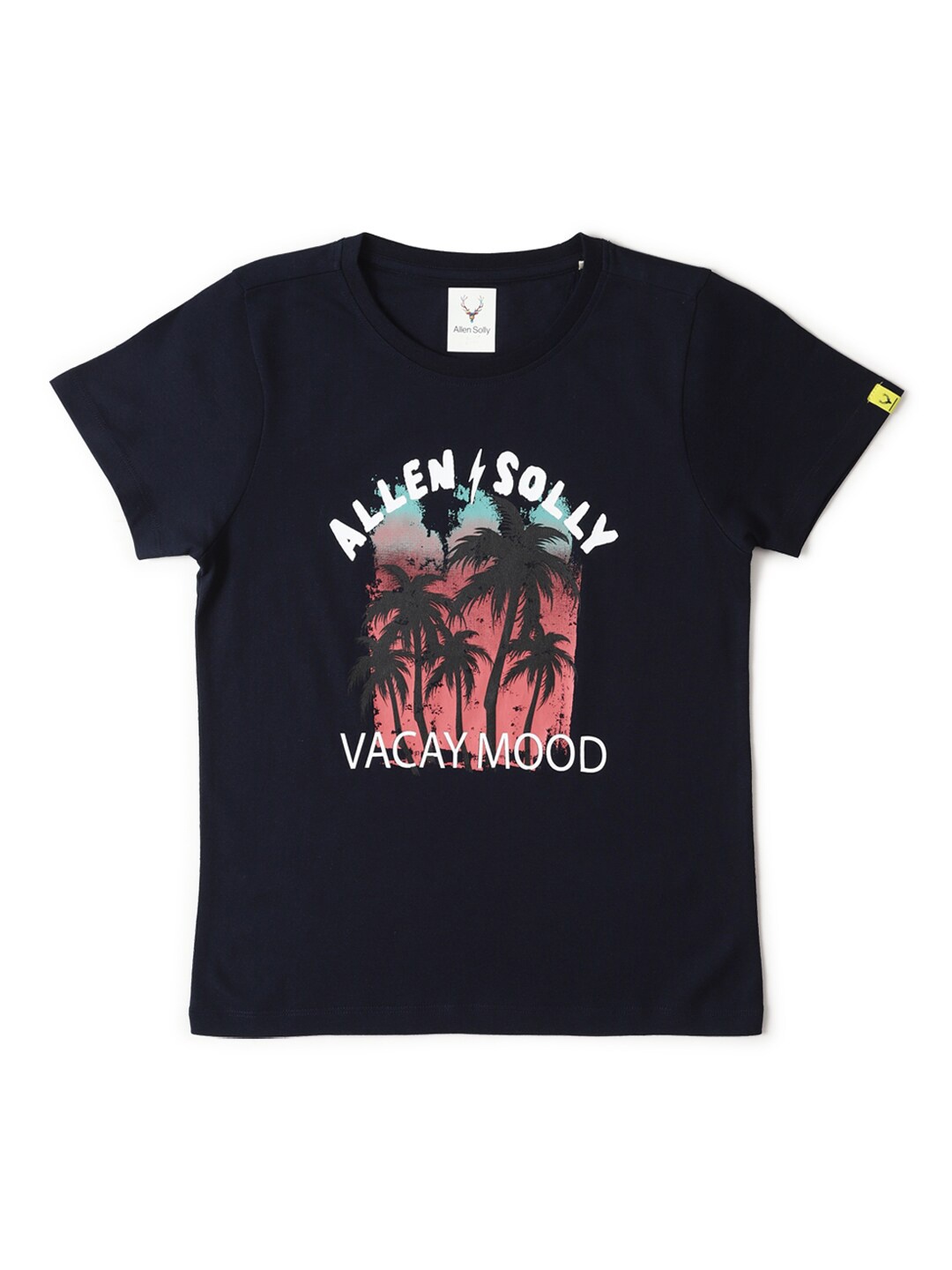

Allen Solly Junior Boys Floral Printed Tropical Applique T-shirt, Navy blue