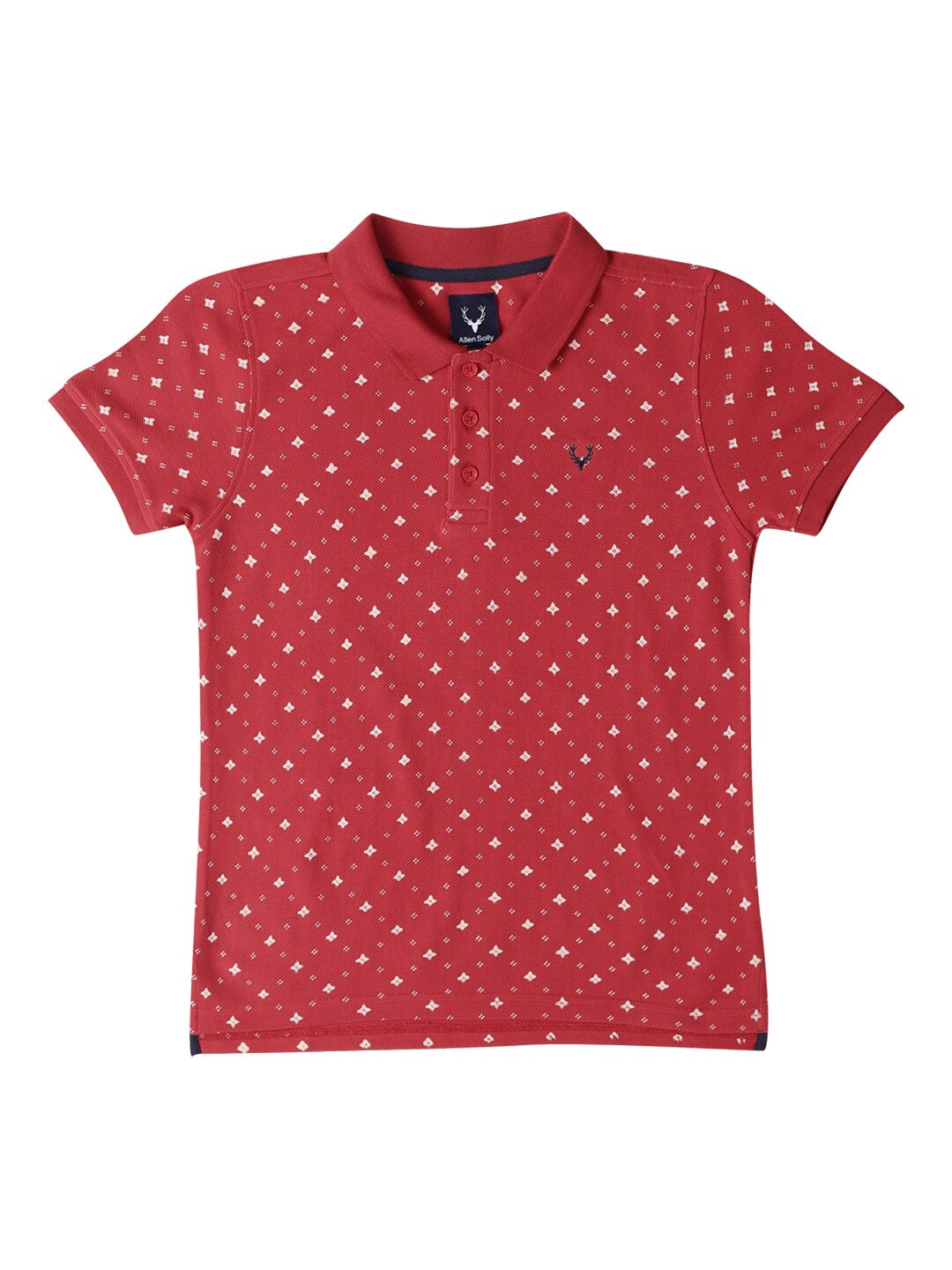 

Allen Solly Junior Boys Polka Dot Printed Polo Collar Pockets T-shirt, Red