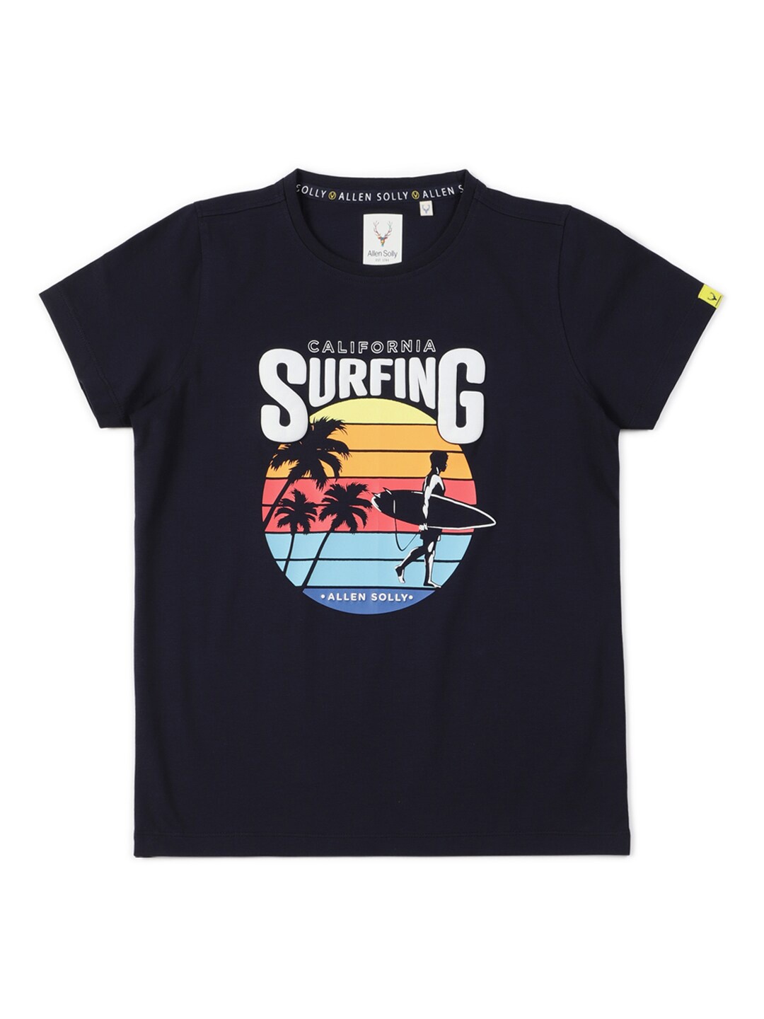 

Allen Solly Junior Boys Typography Printed Applique T-shirt, Navy blue