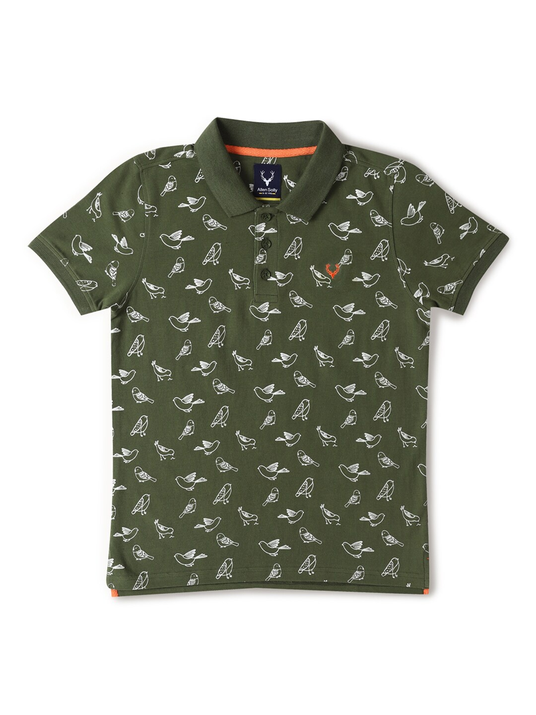 

Allen Solly Junior Boys Printed Polo Collar Applique T-shirt, Green