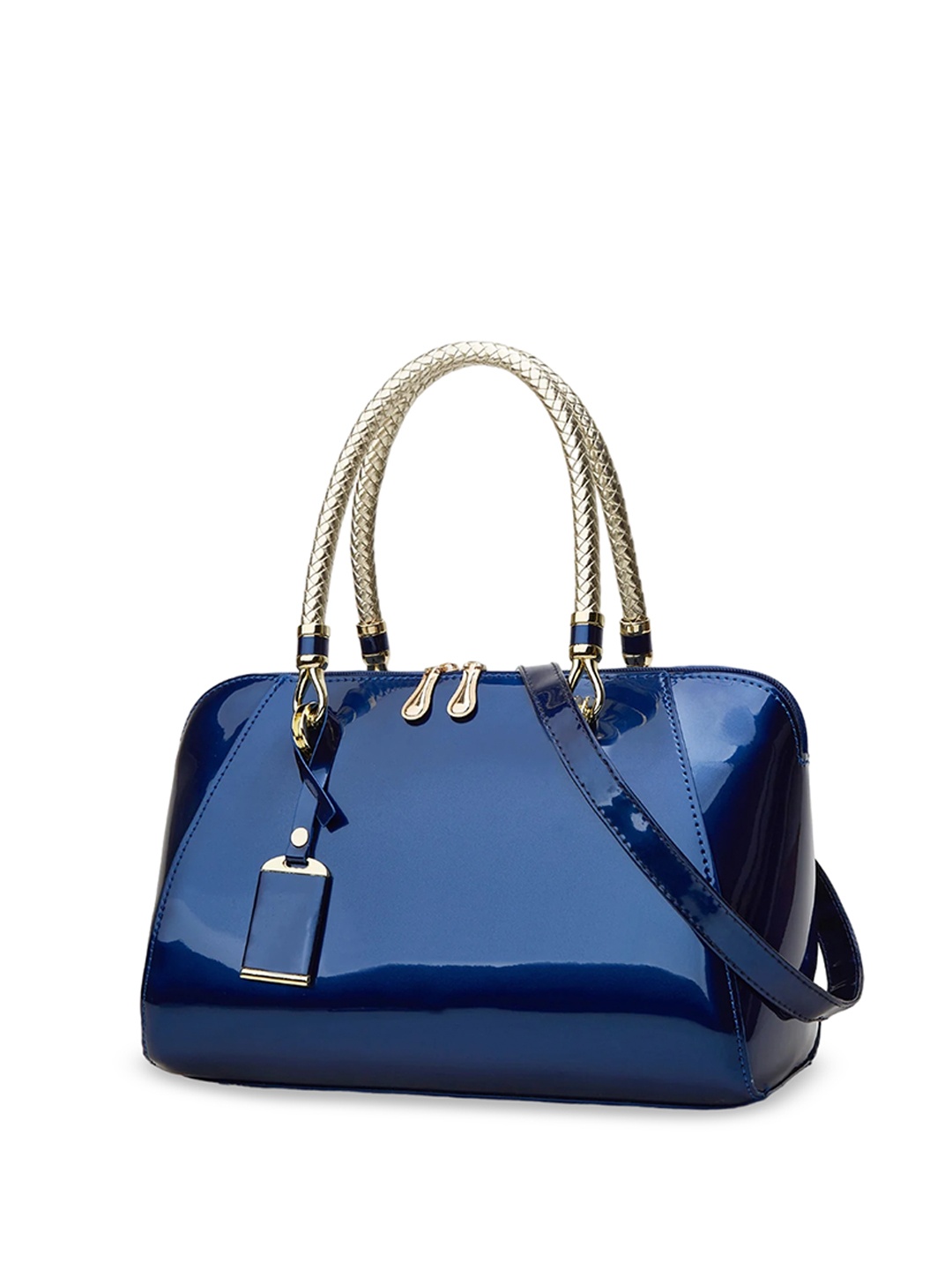 

SYGA Colourblocked PU Bowling Handheld Bag, Navy blue