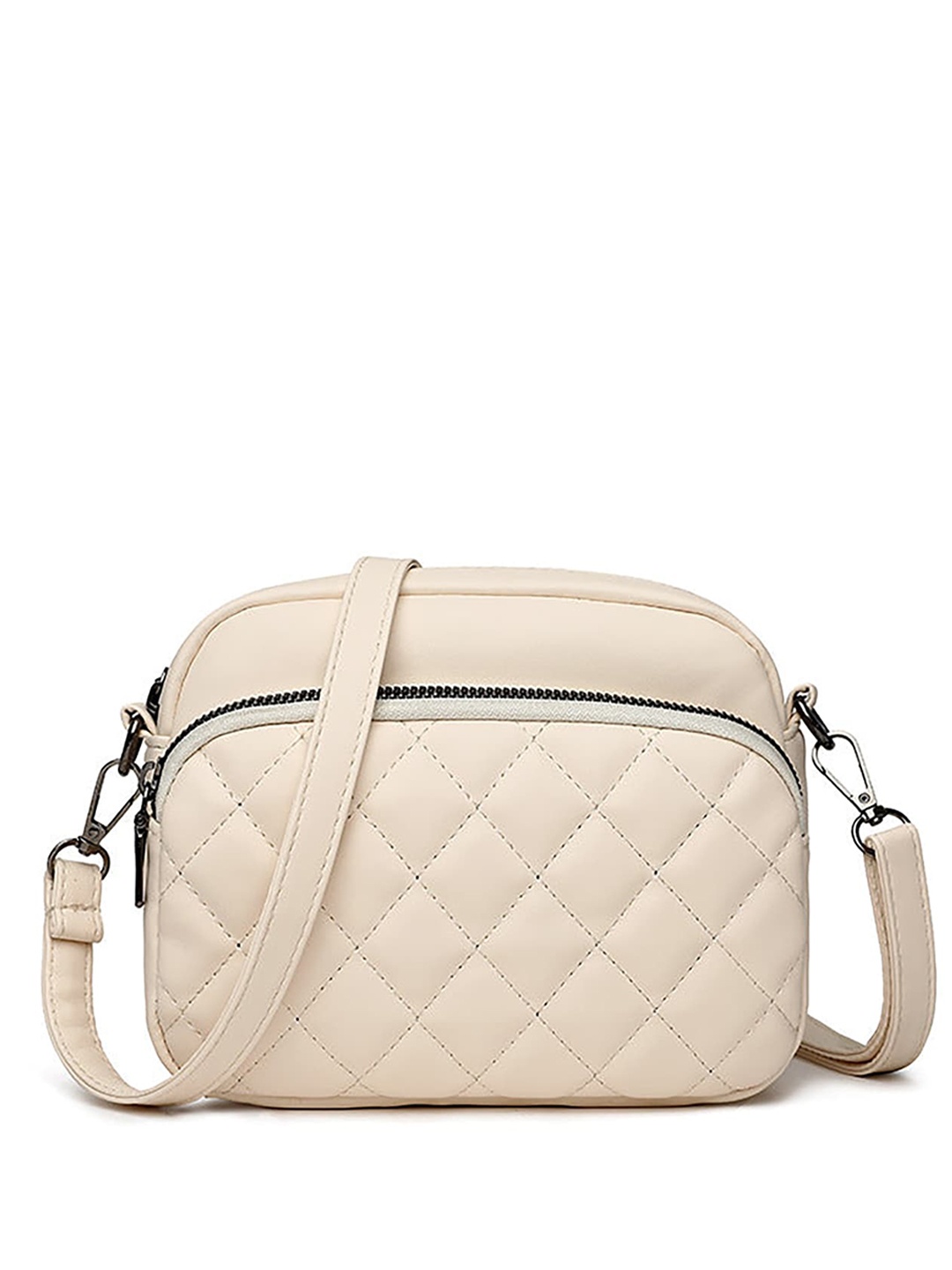 

SYGA PU Structured Sling Bag with Quilted, White