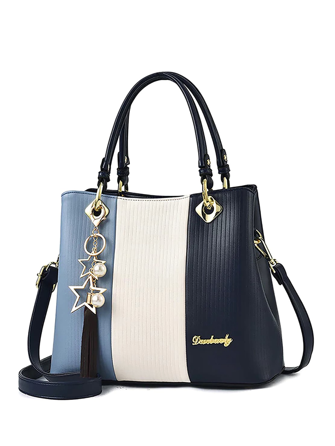 

SYGA Textured PU Shopper Handheld Bag, Navy blue