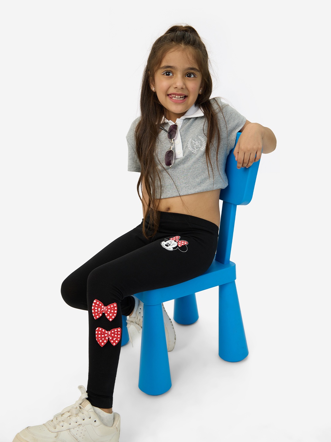 

The Souled Store Girls Minnie Mouse Ankle-Length Leggings, Black