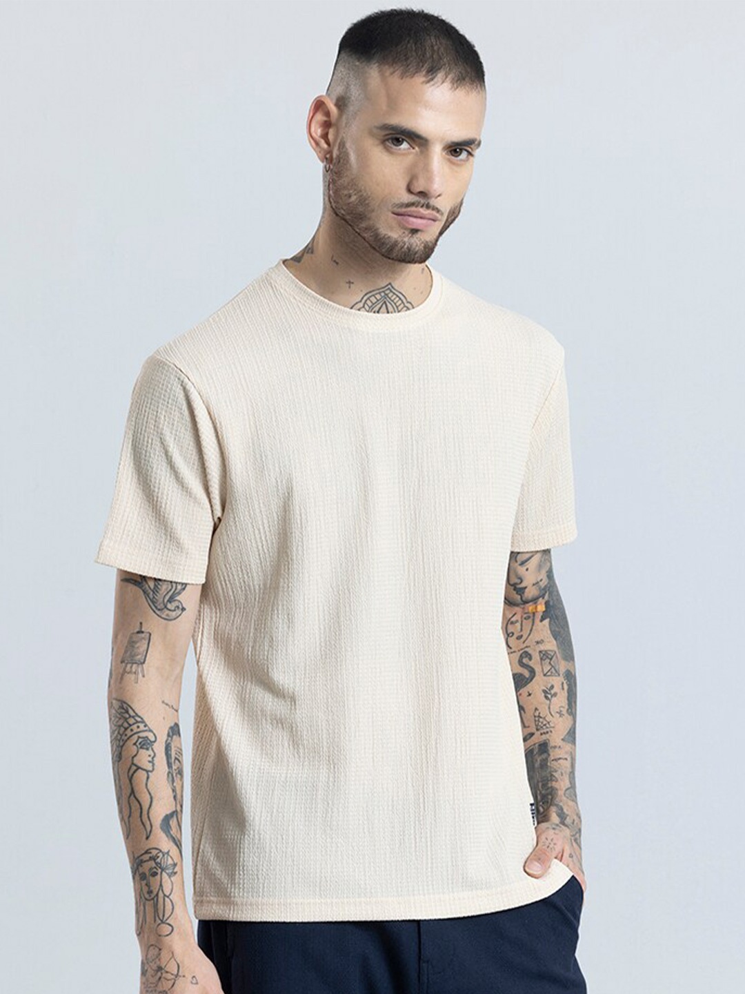 

Snitch Men Polo Collar Pockets Slim Fit T-shirt, White