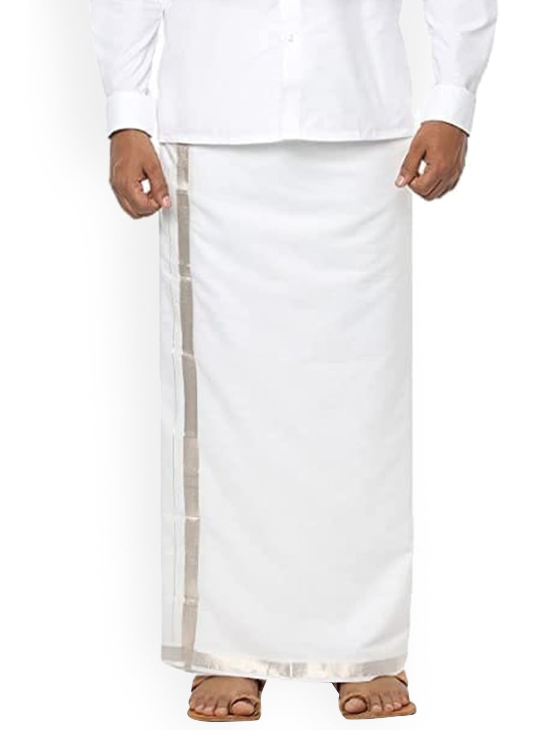 

Ramraj Pure Cotton Zari Border Dhoti, White