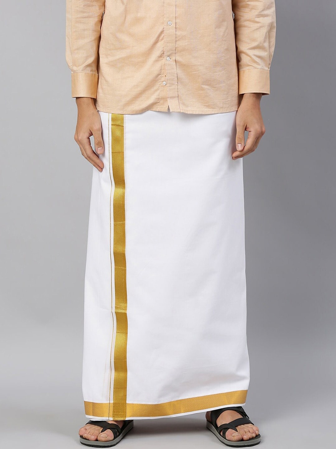 

Ramraj Pure Cotton Zari Border Dhoti, White