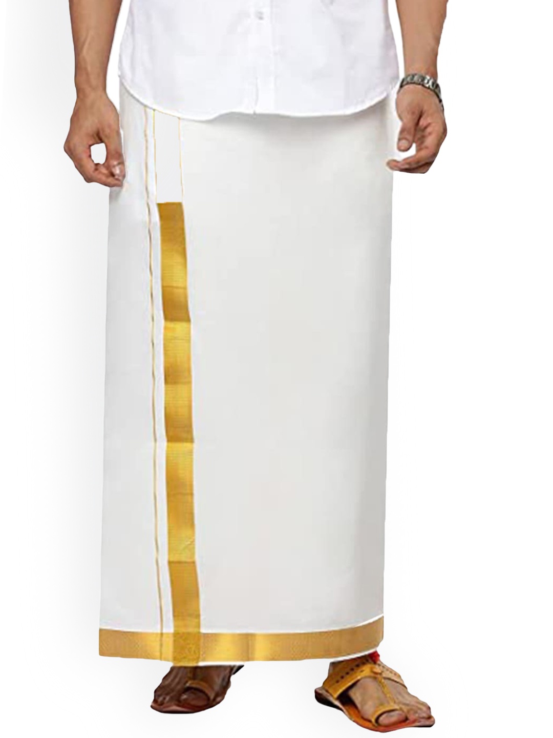 

Ramraj Pure Cotton Zari Border Dhoti, White