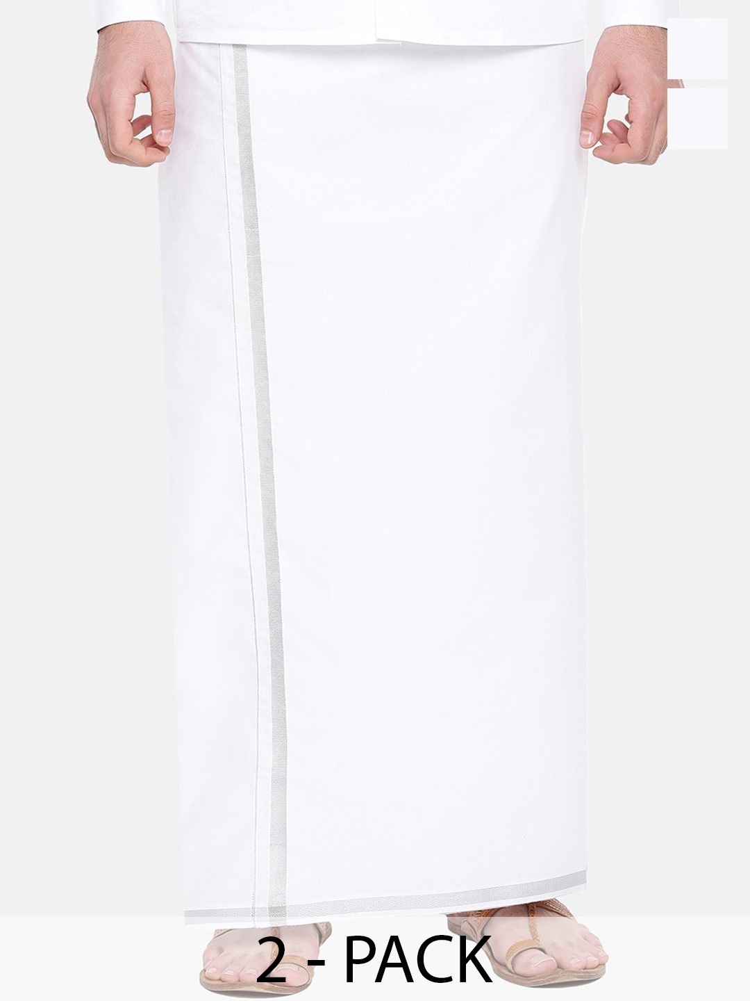 

Ramraj Men Pack Of 2 Cotton Dhotis, White