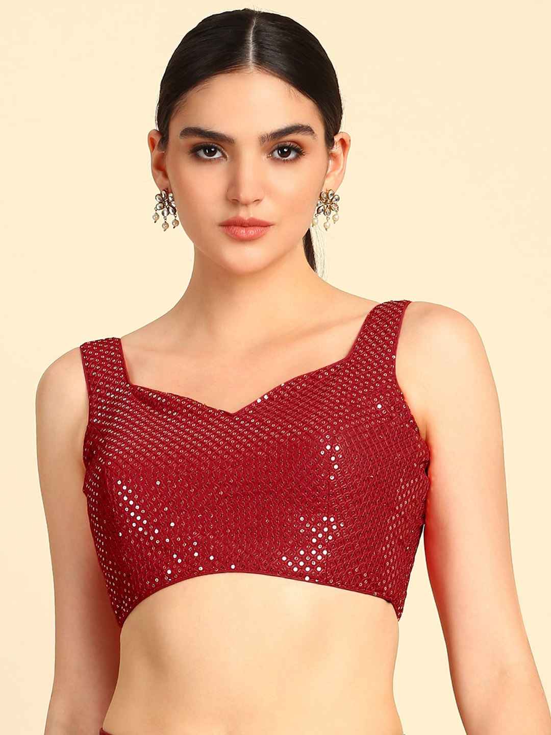 

Soch Embellished Saree Blouse, Maroon