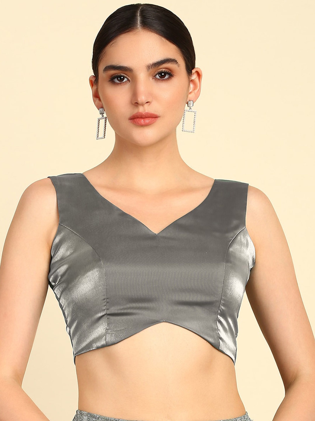 

Soch Grey V-Neck Saree Blouse