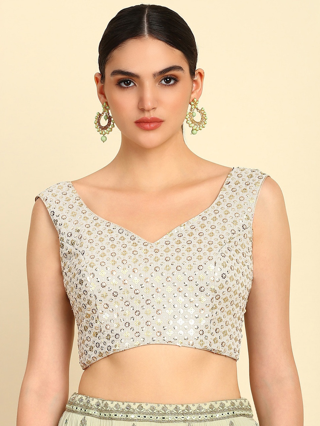 

Soch Embellished Saree Blouse, Cream