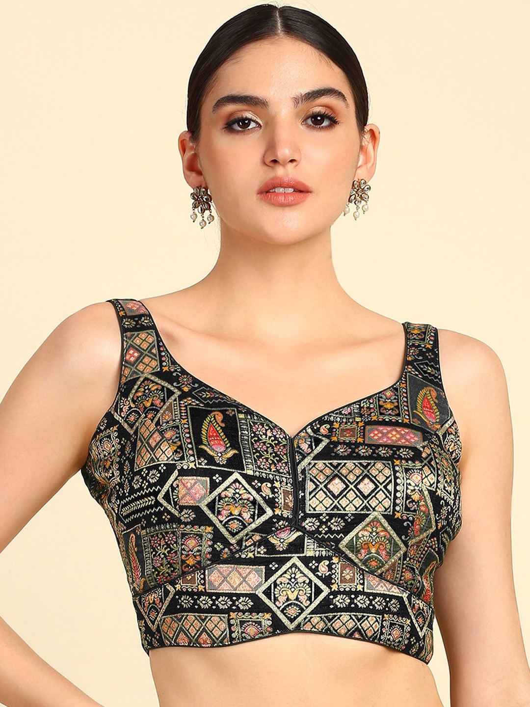 

Soch Woven Design Saree Blouse, Black