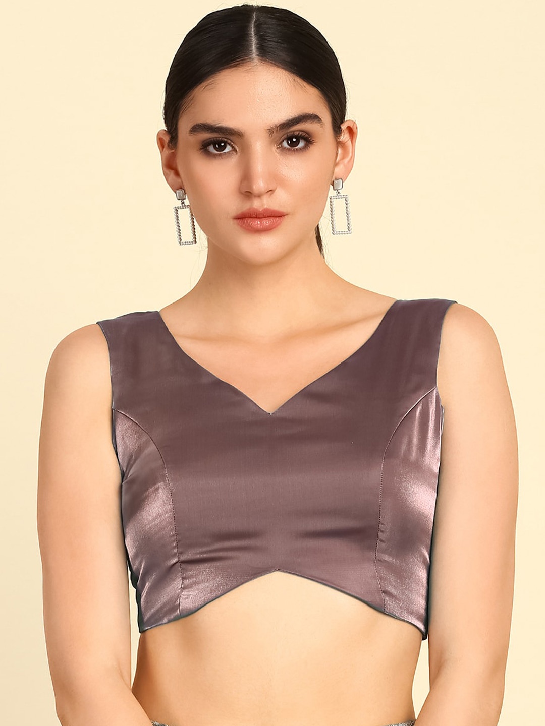 

Soch Brown Sleeveless V-Neck Saree Blouse