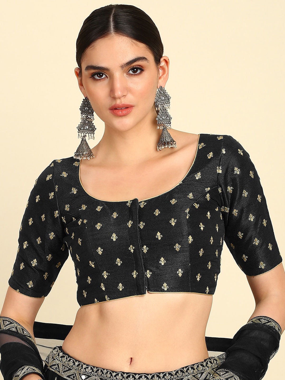

Soch Embroidered Saree Blouse, Black