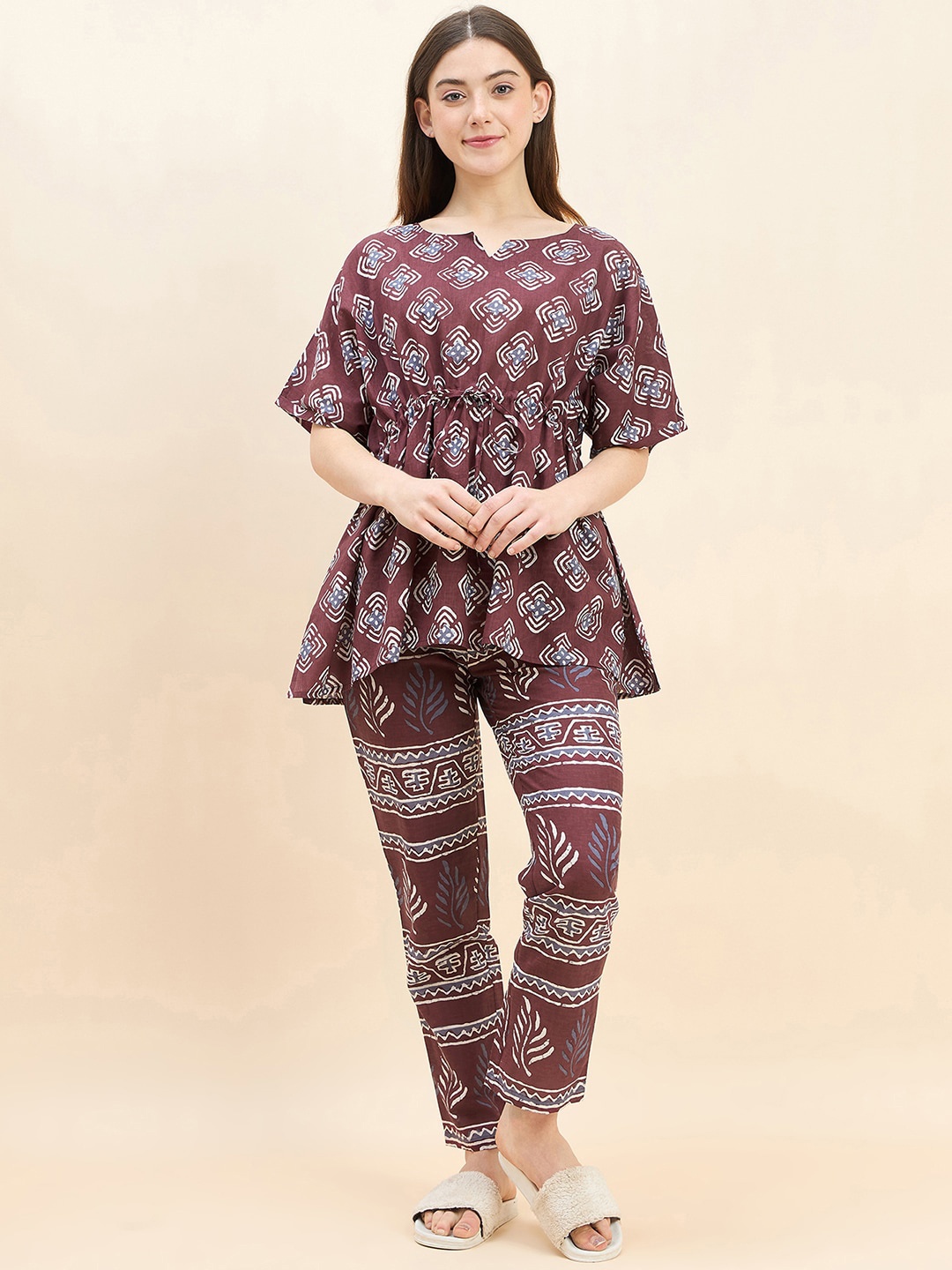 

Sweet Dreams Floral Printed Pure Cotton Top & Pyjama, Red