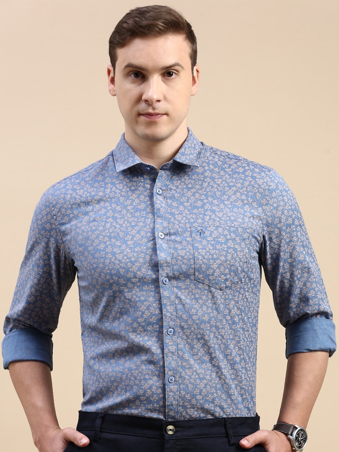 

CP BRO Men Slim Fit Floral Opaque Printed Casual Shirt, Blue