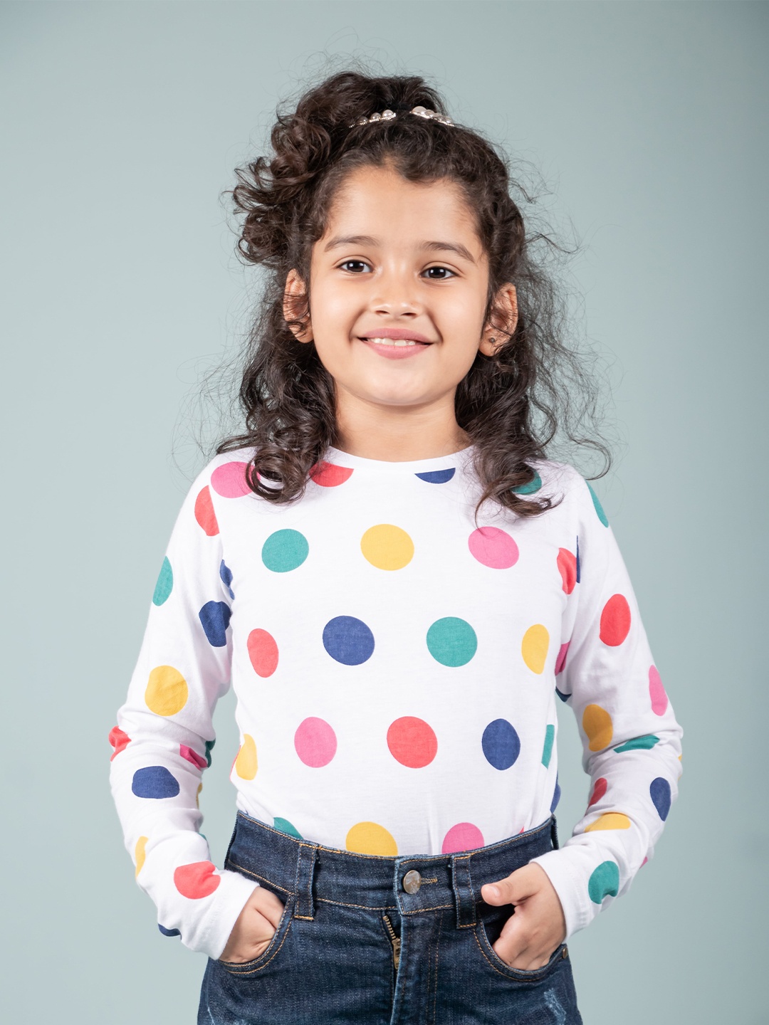 

TWEENY MINI Girls Printed Pure Cotton Applique T-shirt, Multi