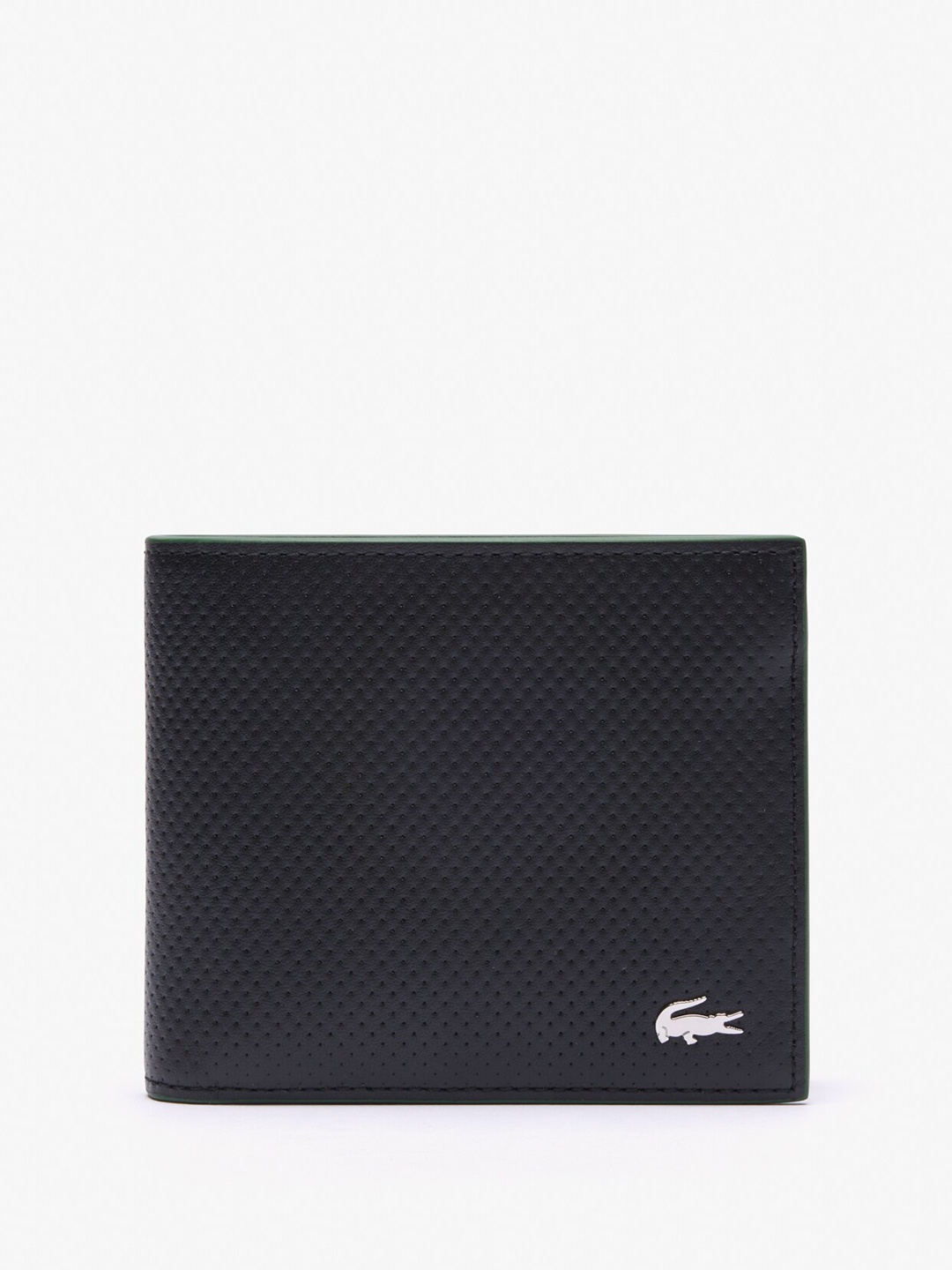 

Lacoste Men Textured Leather Two Fold Wallet, Black