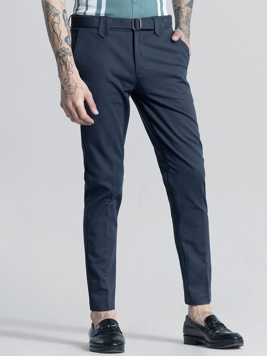 

Snitch Men Slim Fit Chinos Trousers, Teal