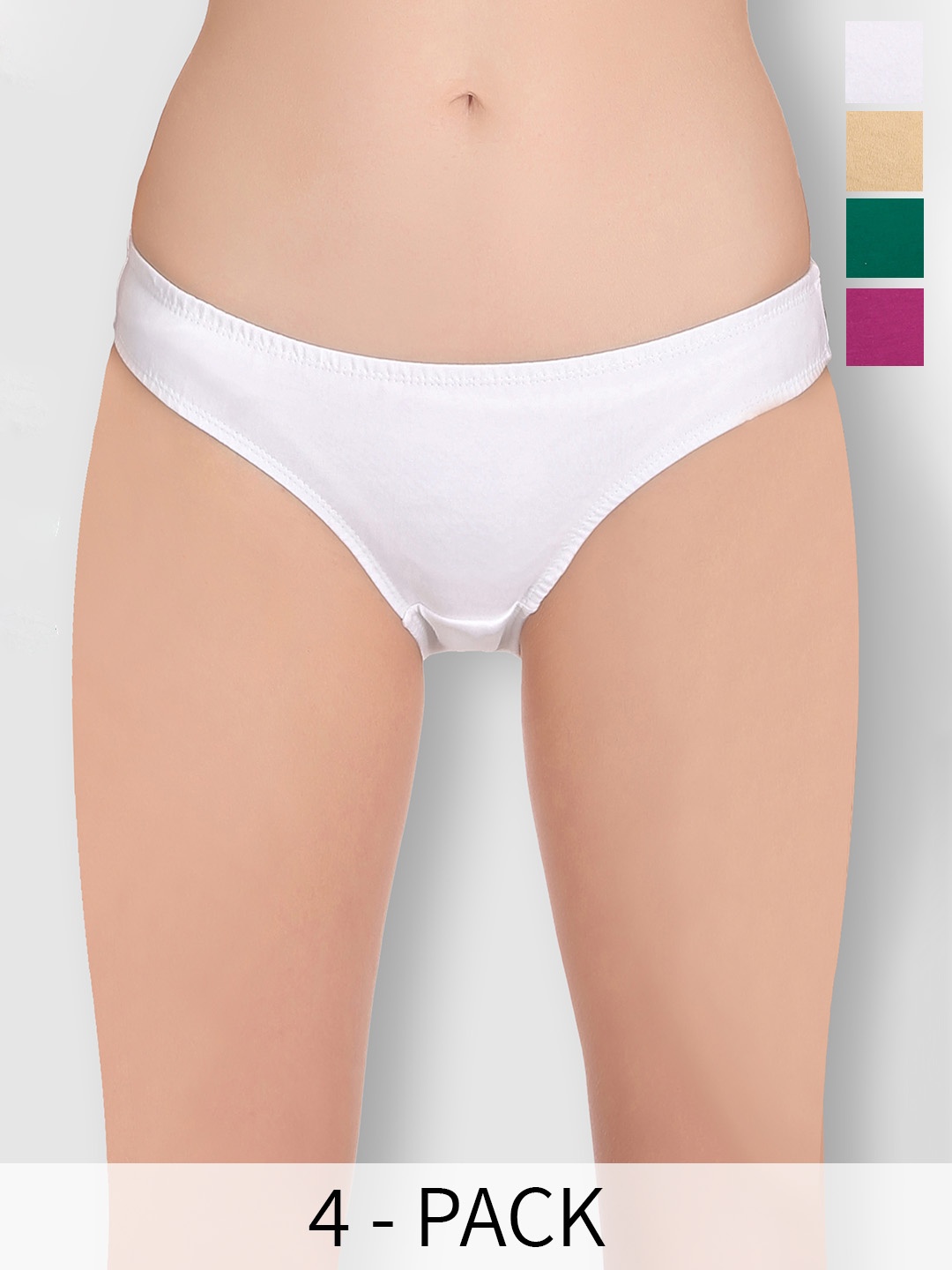 

SELFCARE Pack Of 4 Cotton Low-Rise Bikini Briefs, White