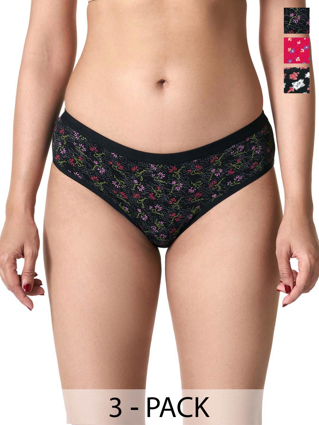 

BLOSSOM Women Cotton Outer Elastic Printed Hipster_LILLY DARK 3 PACK, Assorted