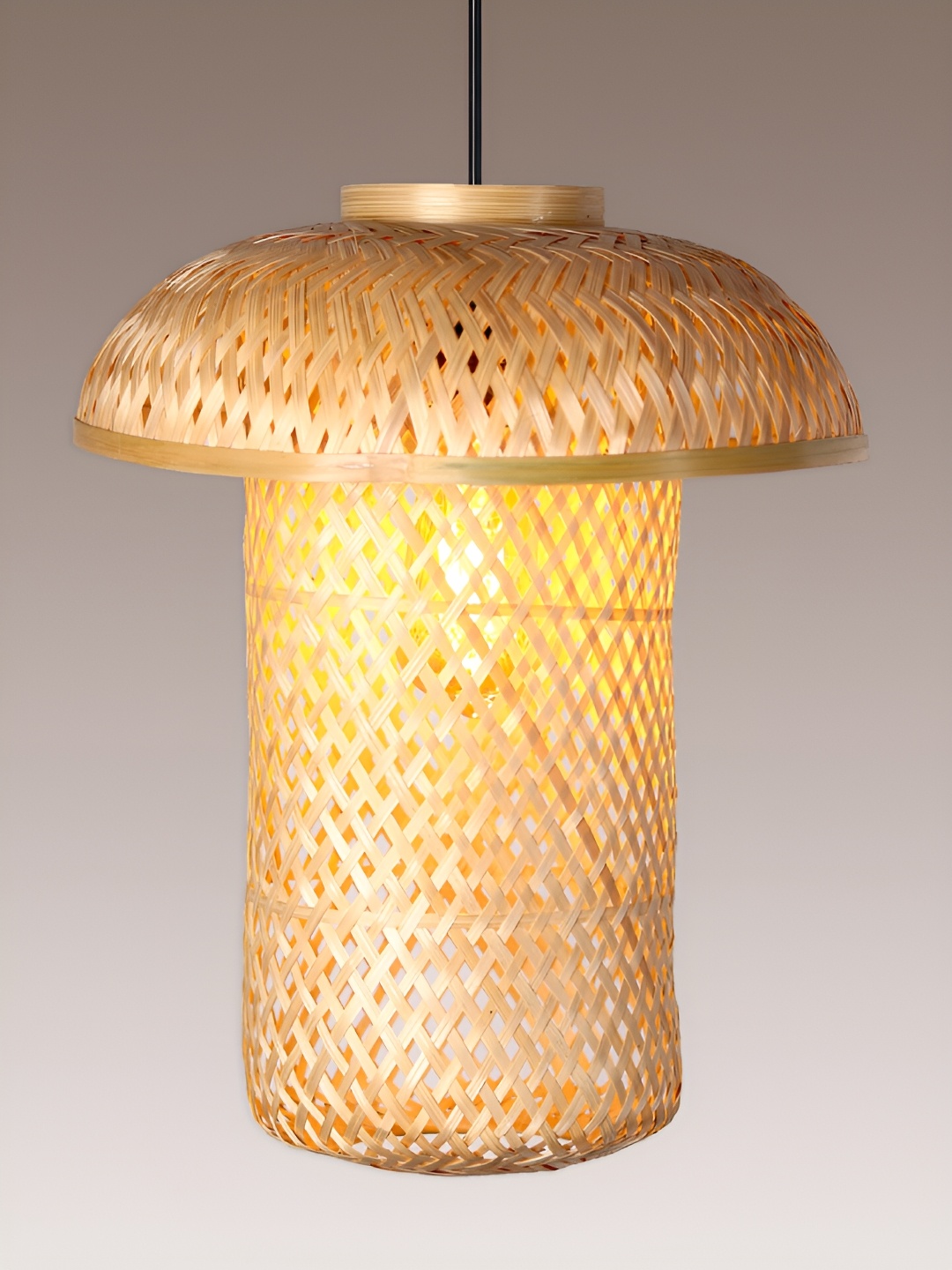 

HABERE INDIA Beige Textured Wooden Ceiling Lamp