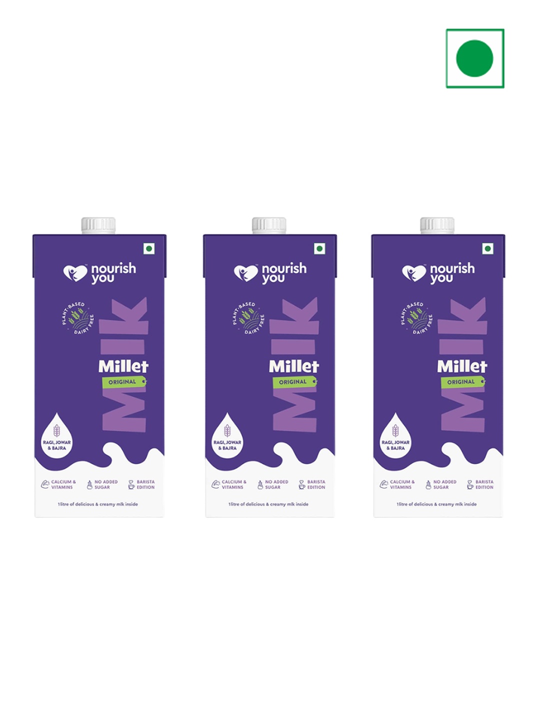 

Nourish You Pack Of 3 Original Vegan Millet Oats Milk - 1L Each, Purple