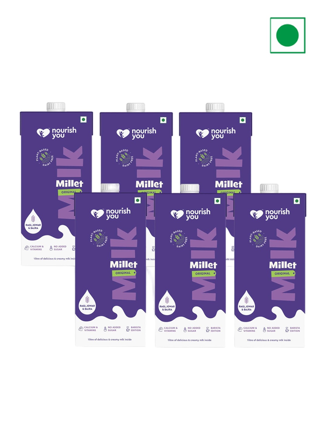 

Nourish You Pack Of 6 Original Vegan Millet Oats Milk- 1L Each, Purple