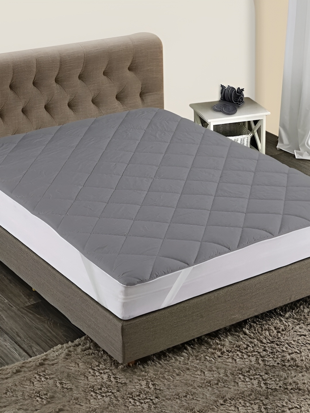 

RF RELAXFEEL White Cotton Water Resistant Mattress Protector, Grey