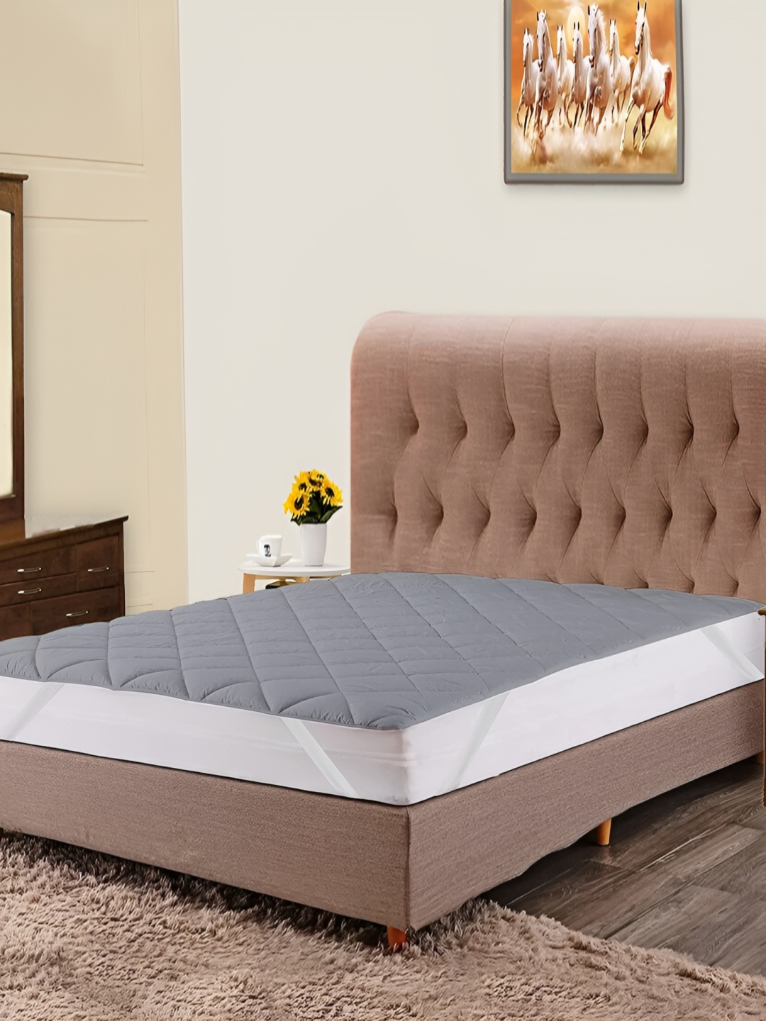 

RF RELAXFEEL White & Grey Cotton Water Resistant Mattress Protector