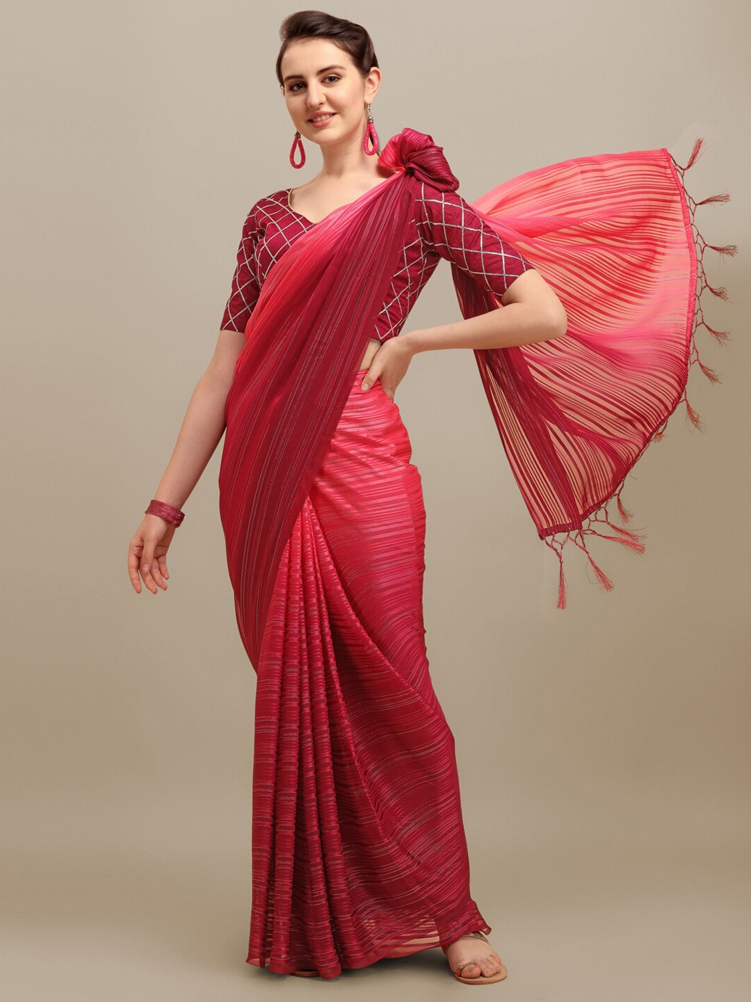 

KALINI Ombre Printed Saree, Pink