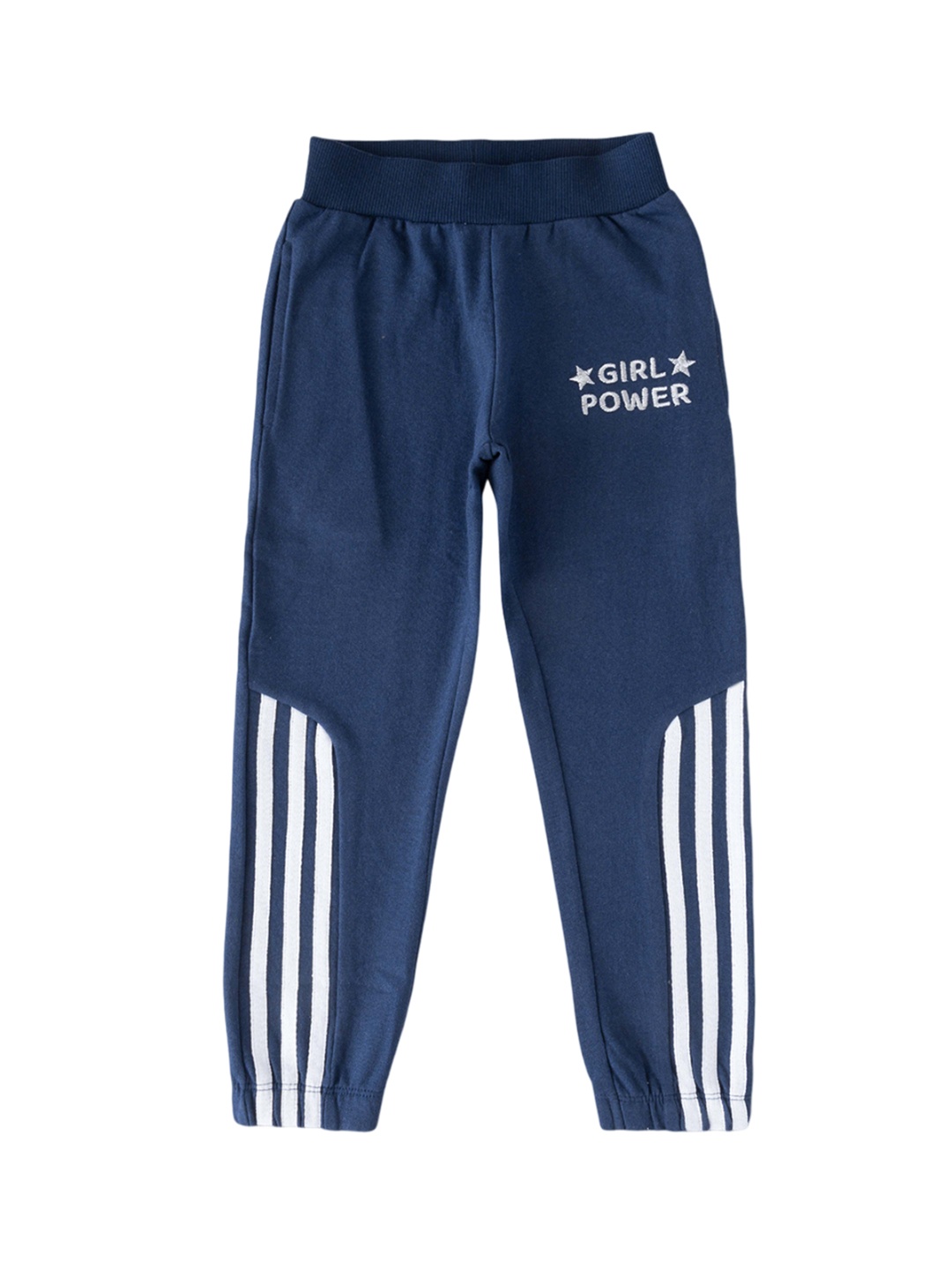 

JusCubs Girls Striped Mid-Rise Relaxed-Fit Cotton Jogger, Navy blue