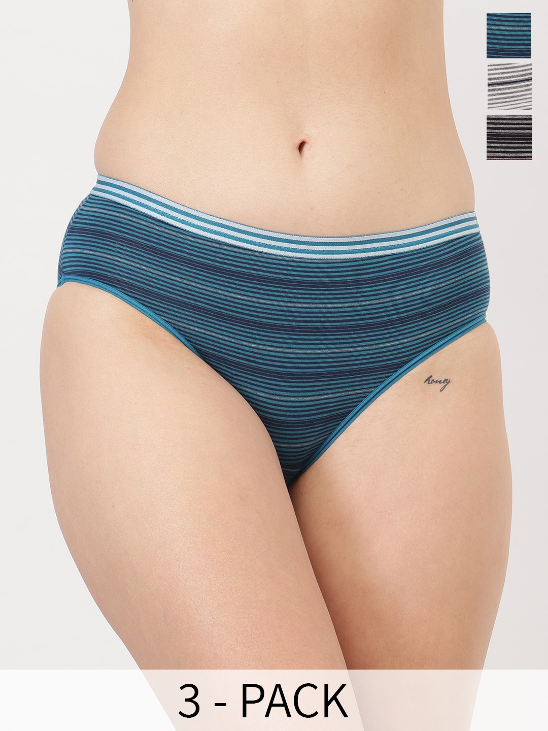 

DressBerry Grey Pack Of 3 Printed Hipster Briefs