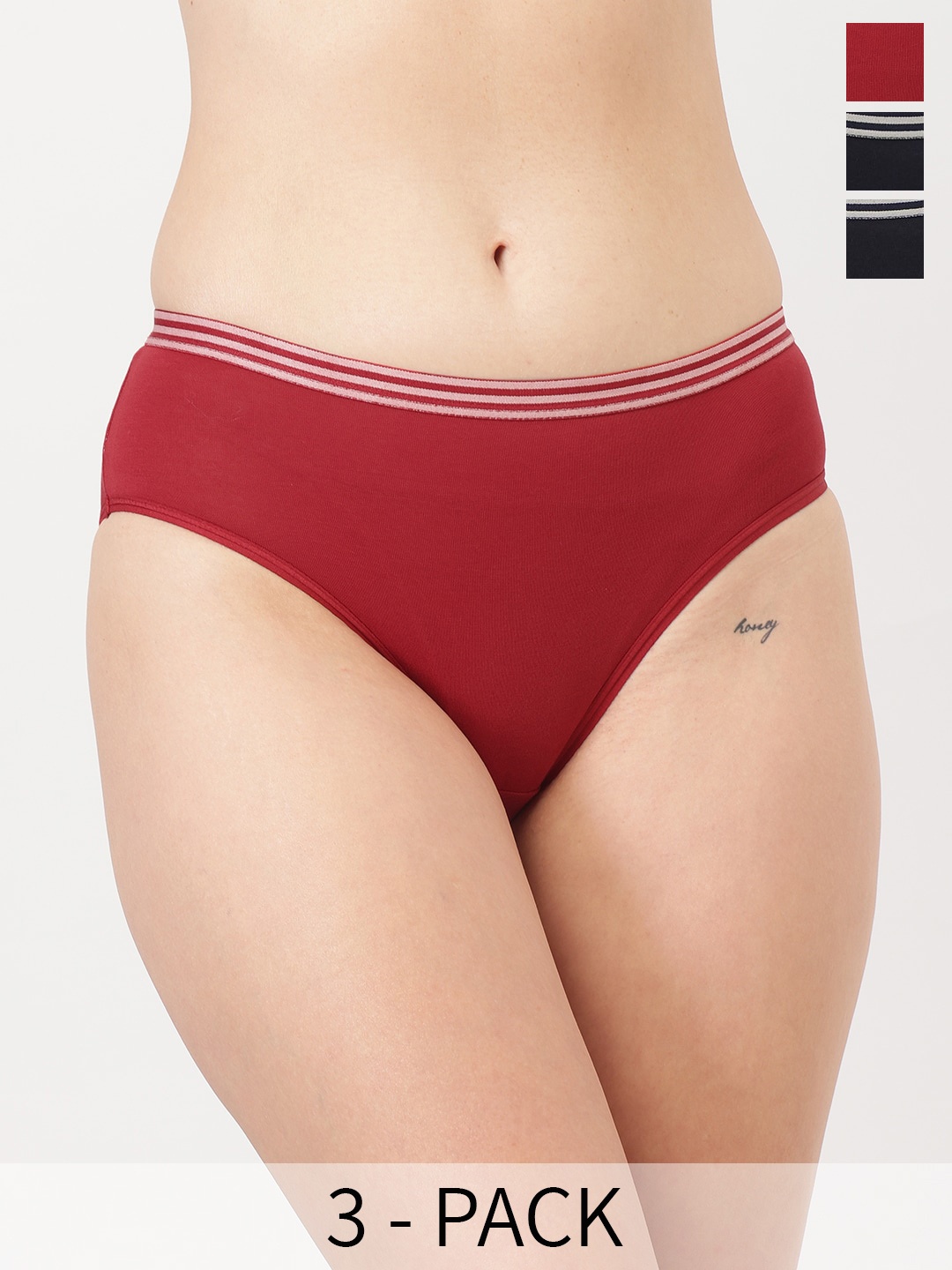 

DressBerry Black Pack Of 3 Hipster Briefs