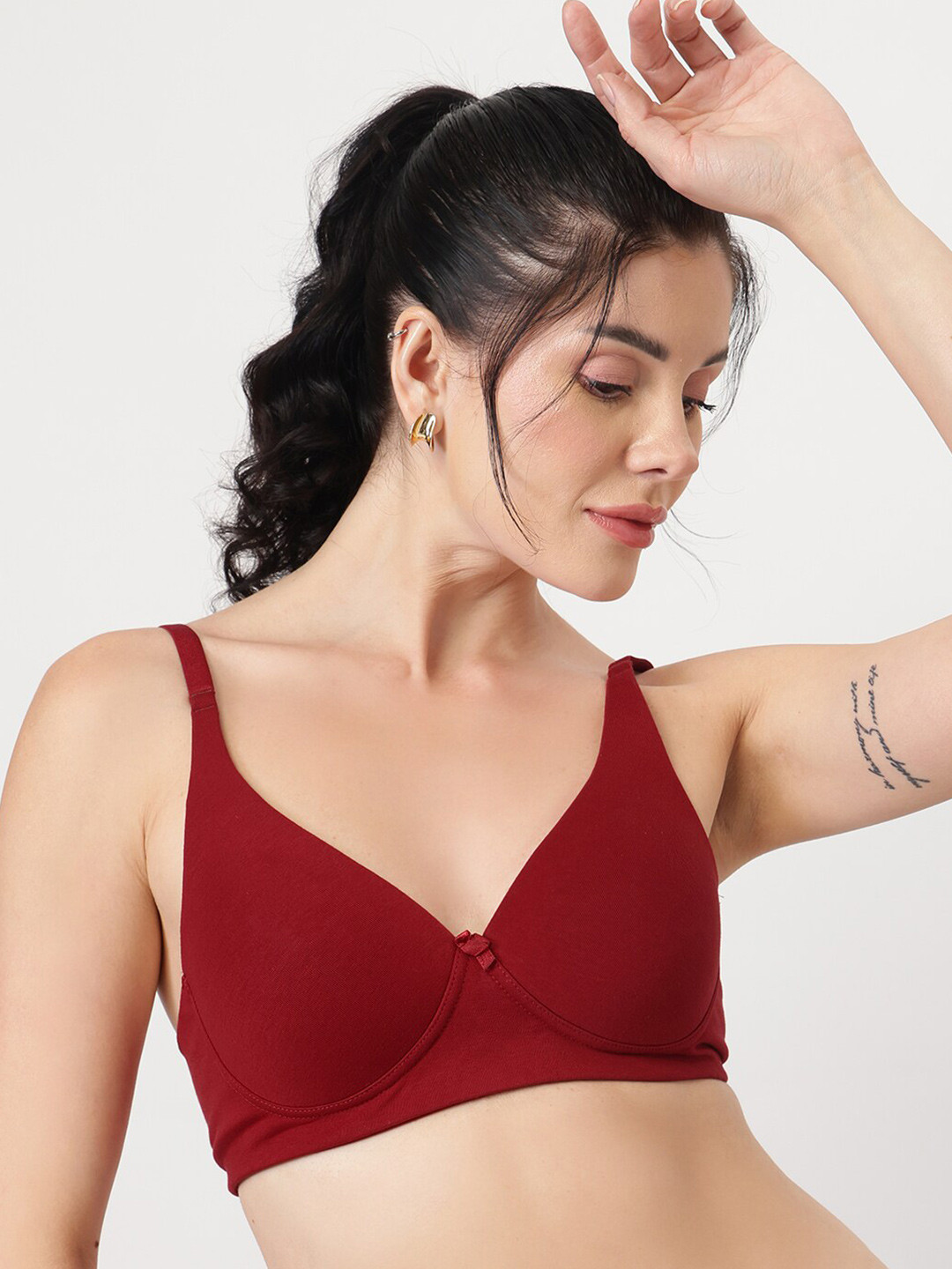

DressBerry Full Coverage Lightly Padded Bra All Day Comfort, Maroon