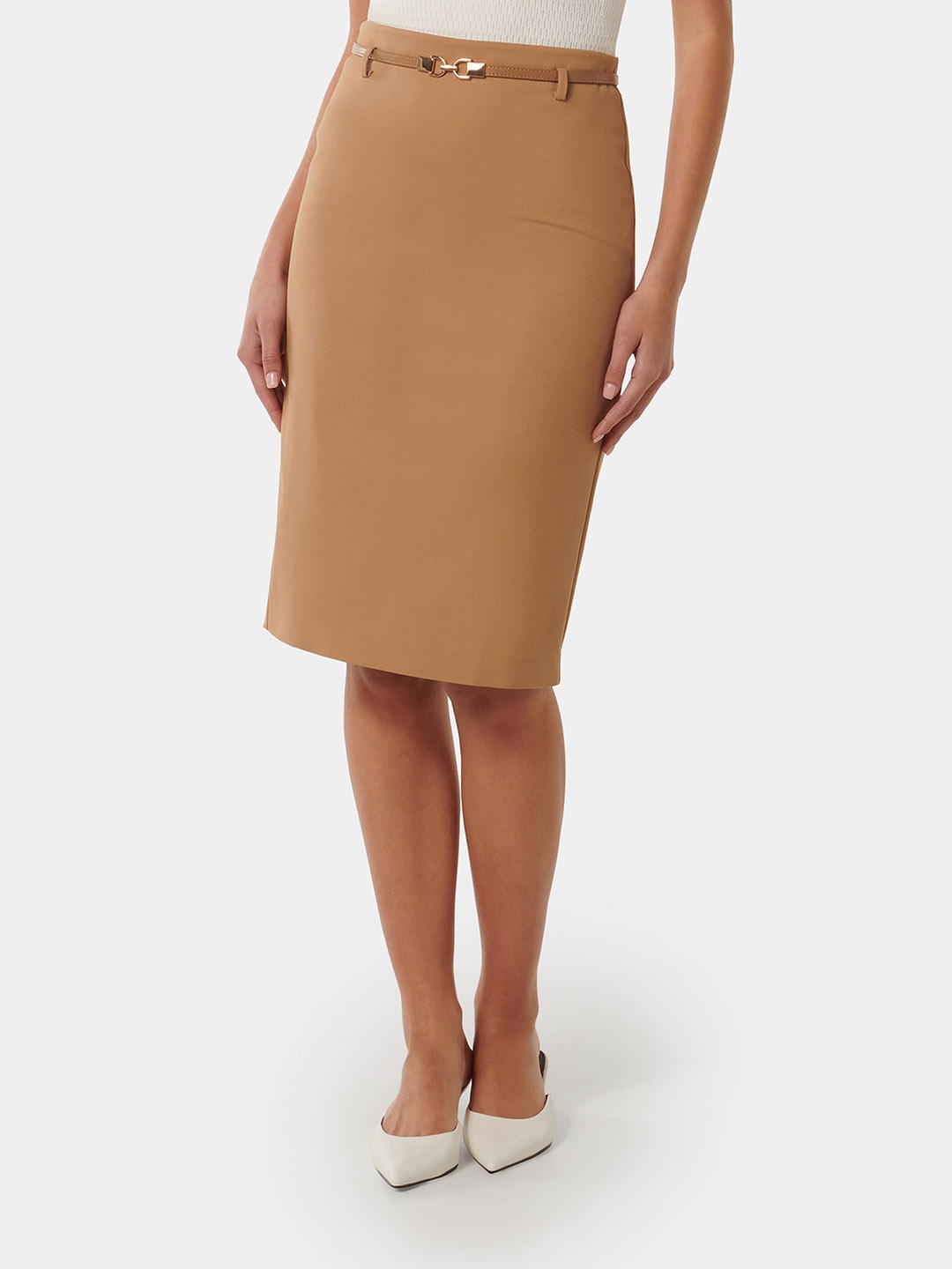 

Forever New Dina Belted Pencil Skirt, Beige
