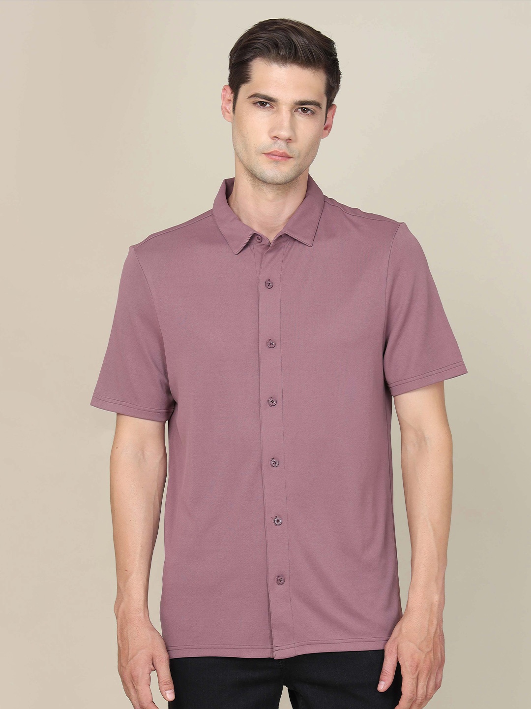 

Technosport ss'24 Standard Spread Collar Short Sleeves Anti Static Casual Shirt, Mauve