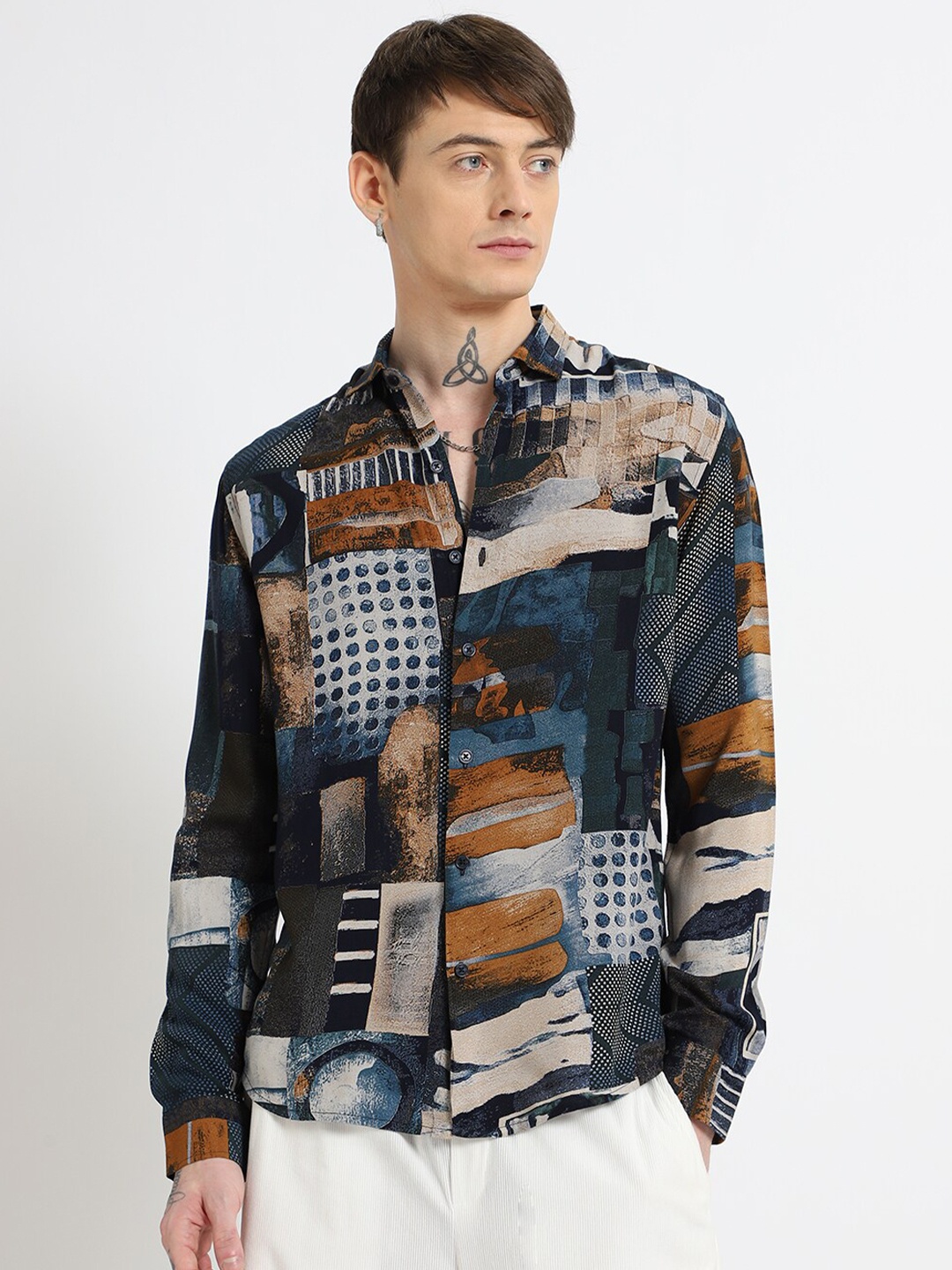 

Banana Club Men Classic Opaque Printed Casual Shirt, Blue