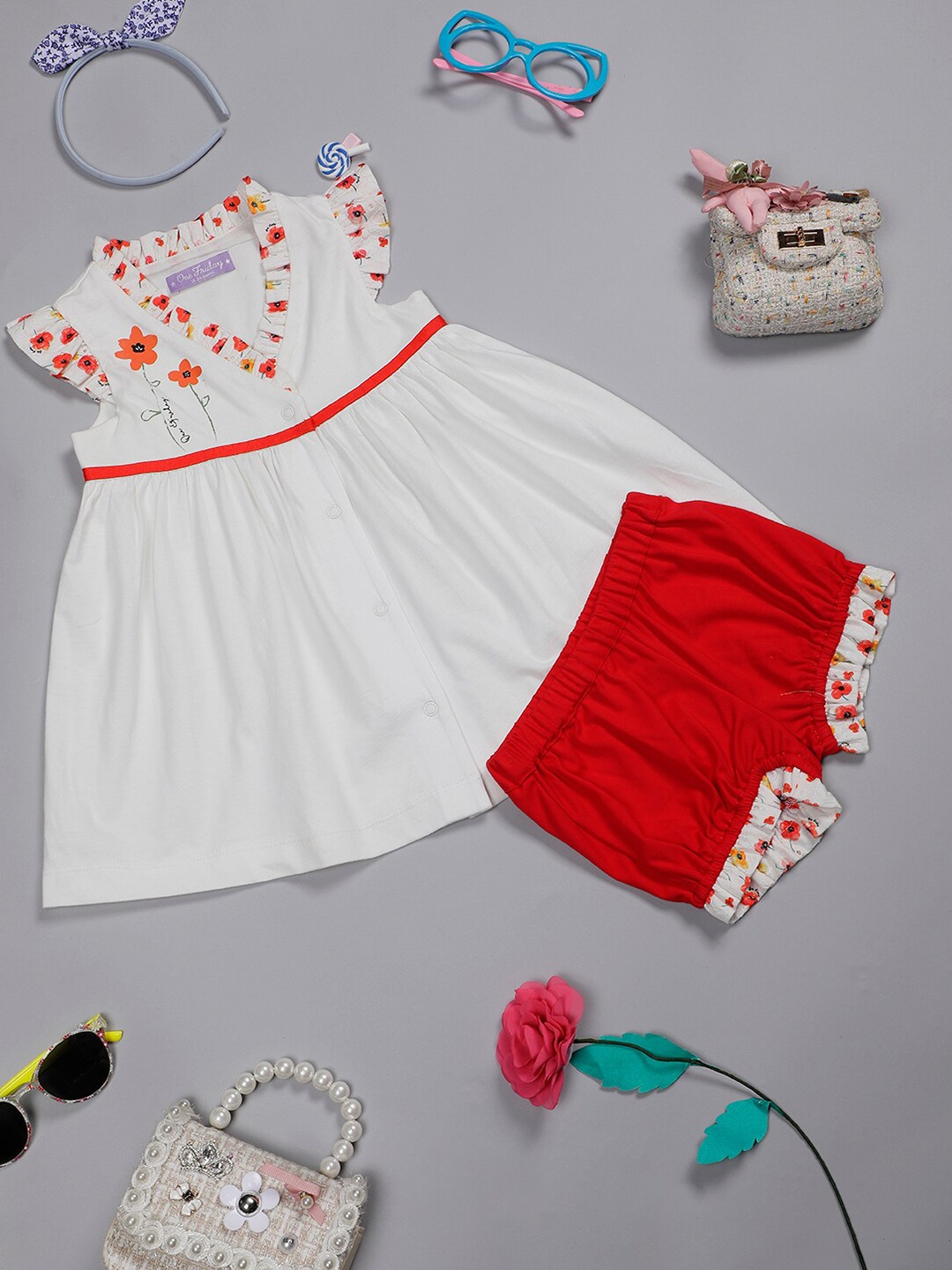 

One Friday Women Floral Fit & Flare Dress, White