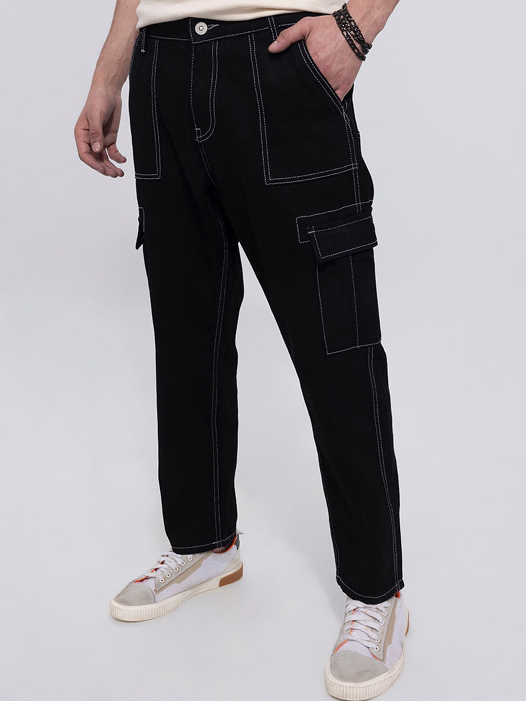 

BWOLVES Men Loose Relaxed Fit Jeans, Black