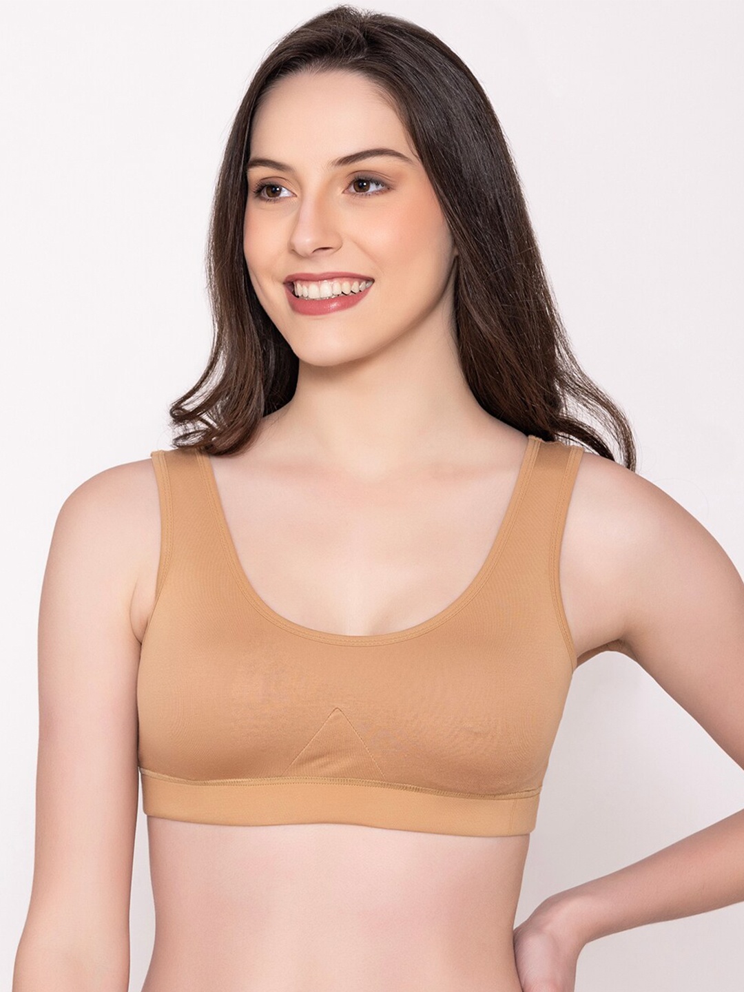 

Bonjour Full Coverage Non Padded Anti Odour Cotton Workout Bra With All Day Comfort, Beige